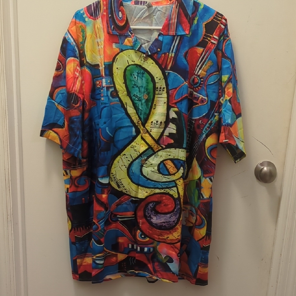 Colorful Graphic Men's Shirt - Music Themed